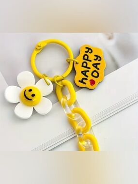Happy Day Yellow Daisy Keychain Charm